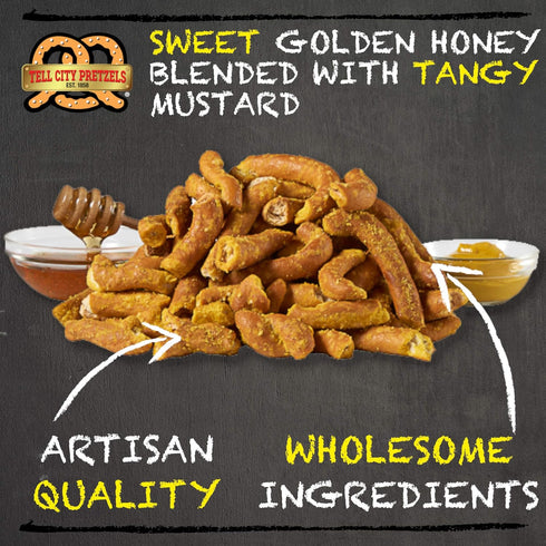 Tell City Honey Mustard Flavored Pretzel Pieces - Homestyle Crunchy Hard Pretzels - Honey Mustard, 12 oz...