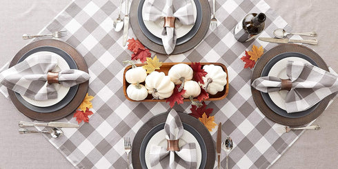 DII Buffalo Check Collection, Classic Farmhouse Tablecloth, Table Topper, 40x40, Gray & White...