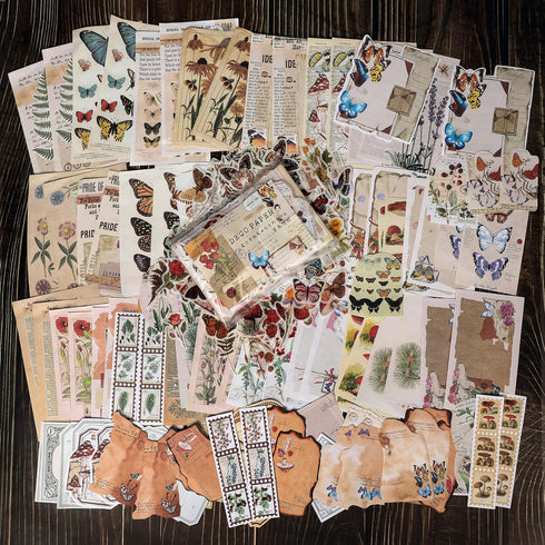 200 Pieces Vintage Scrapbook Supplies Pack for Junk Journal Planners DIY Paper Stickers Vintage Ephemera Pack Decoupage for Art Journaling Bullet ...