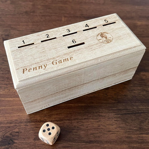 Penny Game - Fun Board Game Works with Coines, Get Rid of Coins to Win, Penny Game Wood Box for 2+ Players, Simple + Strategic Dice Games...