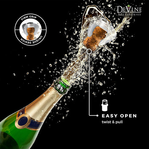 DeVine - Champagne Bottle Opener - Sparkling Wine Cork Remover – Easy Ergonomic Twist Design - Solid and Durable Stainless Steel Construction – by...