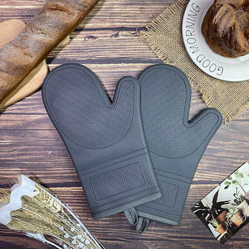 Yutat Silicone Oven Mitts, Oven Gloves with Non-Slip Silicone, 600 Degree Heat Resistant, Soft Cotton Lining, Waterproof and BAP-Free, Oven Mitts ...