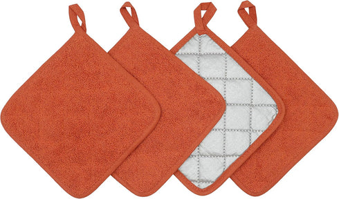 Cotton Pot Holders Cotton Made Machine Washable Heat Resistant Everyday Kitchen Basic Terry Pot Holder, Hot Pads, Trivet for Cooking and Baking Se...