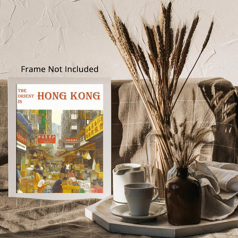 Posterizer 1 pcs-The orient is Hong Kong-retro travel poster 2-Adventure Wall Art-Vintage Art- Gift for Men Women Entrepreneur Teens- unframed wal...