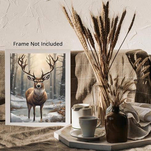 Posterizer 1 pcs- Beautiful moose in jungle-winter scene-Art for Animal Lovers-Landscape & Nature Art- Gift for Men Women Teens-Living Room Bedro...