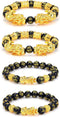 Udalyn 4 Pcs Feng Shui Black Obsidian Wealth Bracelet for Men Women Good Luck Charms Bead Bracelets Attract Wealth Money Adjustable Mens Pixiu Bra...
