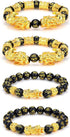 Udalyn 4 Pcs Feng Shui Black Obsidian Wealth Bracelet for Men Women Good Luck Charms Bead Bracelets Attract Wealth Money Adjustable Mens Pixiu Bra...