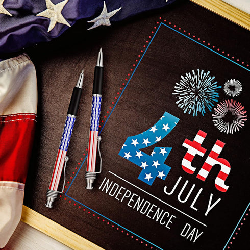 32 Pcs American Flag Ballpoint Pen USA Patriotic Themed Pens 1.0mm Black Ink Ballpoint Pens Independence Day Gel Ink Pen for Writing Signing Home ...