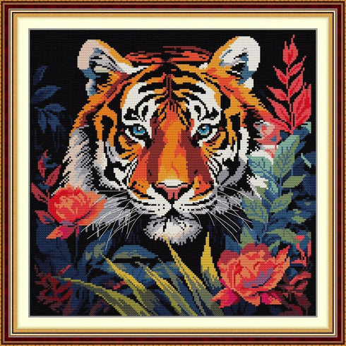 CROSSDECOR Stamped Cross Stitch Kits Full Range of DIY Needlepoint for Adult Beginners Tiger Pattern, for Gift and Home Decor 14CT 2 Strands 15.7×...