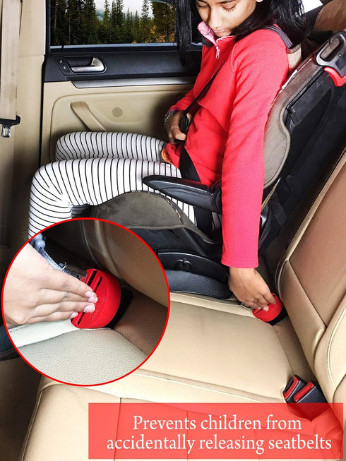 BuckleShield - Seat Belt Lock Cover - Prevents Kids from Unbuckling Seat Belt Buckle & Booster Seat - Premium Heavy Duty ABS Plastic & Universal F...