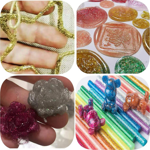 BATDIYOW Mini Glitter Glue Gun Sticks Colored 30 PCS 6 Colors 0.27 in x 4 in Compatible with Most Glue Guns...