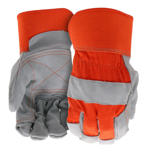 Boss Men's Guard Heavy Duty Work Gloves with Double Leather Cowhide Palm, Abrasion Resistant, High Durability, Canvas Backing, Extended Safety Cuf...
