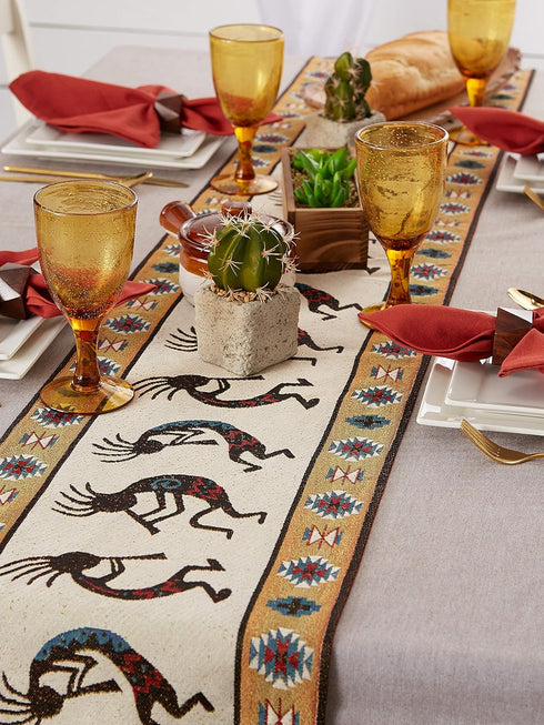 DII Tabletop Collection, Southwest Hacienda Stripe, Table Runner, 13x72, Kokopelli Tapestry...