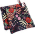 CUSHYSTORE Canvas Pot Holder Oven Pads Potholders Navy Blue for Cooking Kitchen 7.75", 2 Pack (Exotic Flower)...