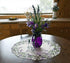 Linens, Art and Things Embroidered Purple Lavender Lilac on Ivory Large Doily, Small Tablecloth (24 Inch Round)...