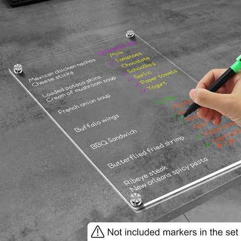 Acrylic Magnetic Dry Erase Board for Fridge 12"x8" Small Magnetic Whiteboard for Fridge Magnetic Acrylic Dry Erase Board for Refrigerator Clear Ac...
