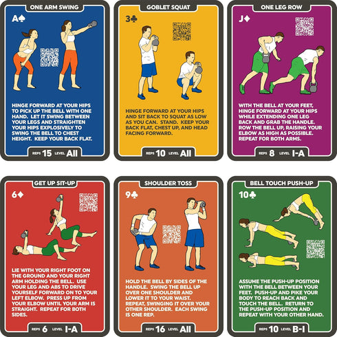 Kettlebell Exercise Cards. Workout Playing Card Game. Video Instructions Included. Learn Kettle Bell Moves and Conditioning Drills. Home Fitness T...