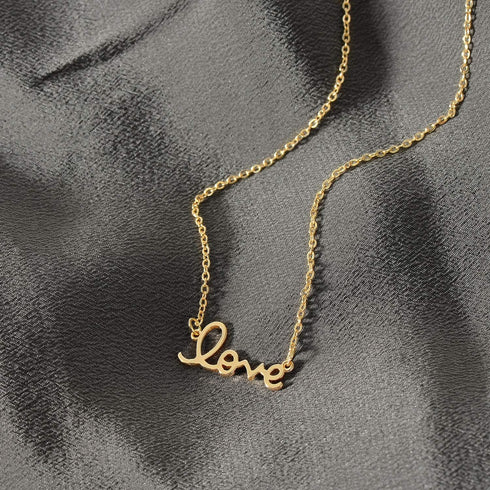 MYEARS Women Word Love Necklace Gold Cursive Pendant 14K Gold Filled Chain Dianty Boho Beach Simple Handmade Jewelry Gift...
