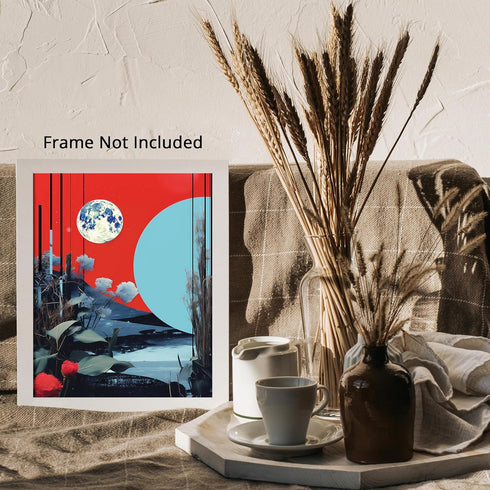 Posterizer 1 pcs-flowers and planets-surreal sci-fi collage-Astronomy & Celestial Art-Abstract & Modern Art-Gift for Art Lovers-Decor for Home & O...