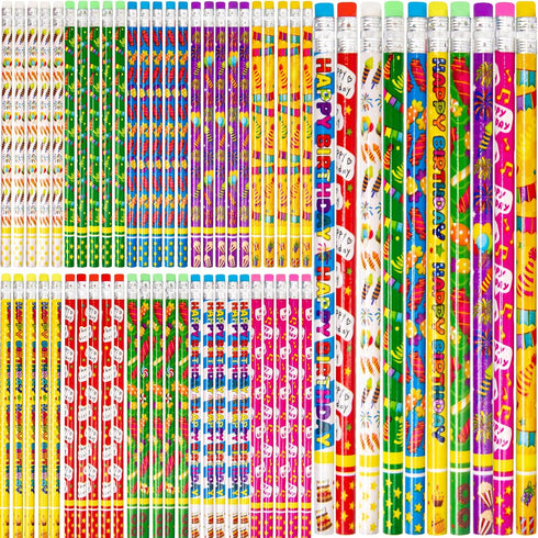 Fancy Land Happy Birthday Pencils 50PCS Wooden Pencil with Eraser Classroom Teacher Award for Kids...
