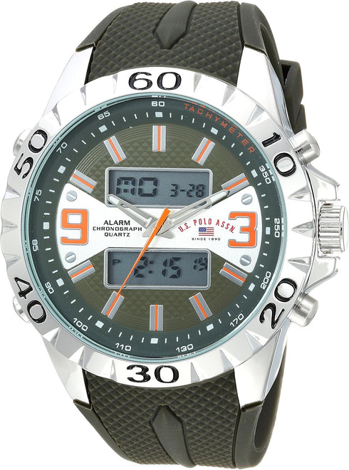U.S. Polo Assn. Men's US9628 Analog-Digital Display Analog Quartz Green Watch...