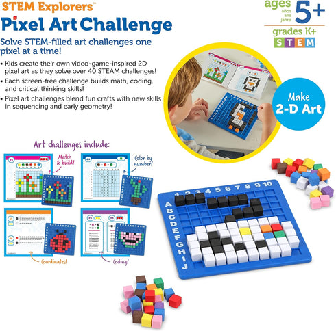 Learning Resources STEM Explorers Pixel Art Challenge, 402 Pieces, Ages 5+, STEM Toys For Kids, Coding Basics For Kids, STEM Activities For Classr...