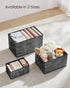 SONGMICS Storage Baskets, Set of 3 Fabric Storage Bins, 11.8 x 7.9 x 5.9 Inches, Foldable Closet Organizer for Shelves, 2 Handles, Label Holders, ...