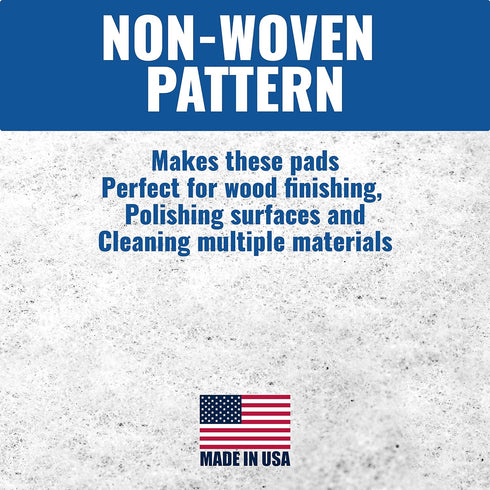 10 Pack of White Non Scratch Non-Woven Pads for Cleaning/Polishing and Multi Purpose Use in Your Home •Workshop or DIY Garage Shop Made in The USA...