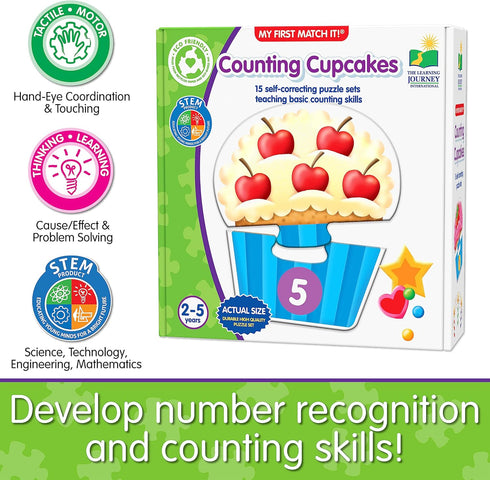 The Learning Journey: My First Match It - Counting Cupcakes- 15 Piece Self-Correcting Matching Puzzles - First Learning Toys for Toddlers 2-5 - Aw...