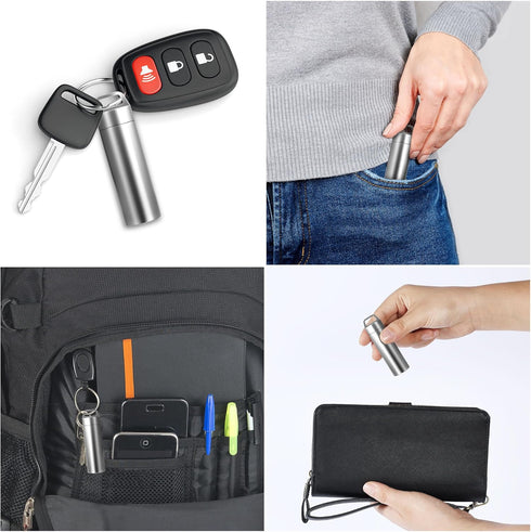 Small Pill Case, Portable Keychain Pill Holder Waterproof Metal Pill Box Container for Travel Purse Pocket, Mini Stainless Steel Pill Organizer fo...