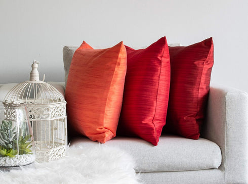 The White Petals Christmas Red Euro Pillow Covers (Faux Silk, 26x26 inch, Pack of 2)...