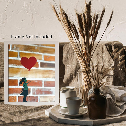 Posterizer 1 pcs-girl with heart balloon-cute girly abstract poster -3-Romantic Art Gift for Daughter, Son, Kids Decor for nursery toddlers kids r...