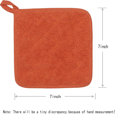 Cotton Pot Holders Cotton Made Machine Washable Heat Resistant Everyday Kitchen Basic Terry Pot Holder, Hot Pads, Trivet for Cooking and Baking Se...