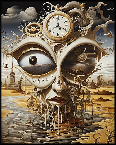 Posterizer 1 pcs-clock head steampunk alien creature-Abstract & Modern Art-Fantasy & Fiction Art-Gift for Art Lovers-Decor for Home & Office- UNFR...