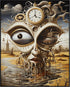 Posterizer 1 pcs-clock head steampunk alien creature-Abstract & Modern Art-Fantasy & Fiction Art-Gift for Art Lovers-Decor for Home & Office- UNFR...