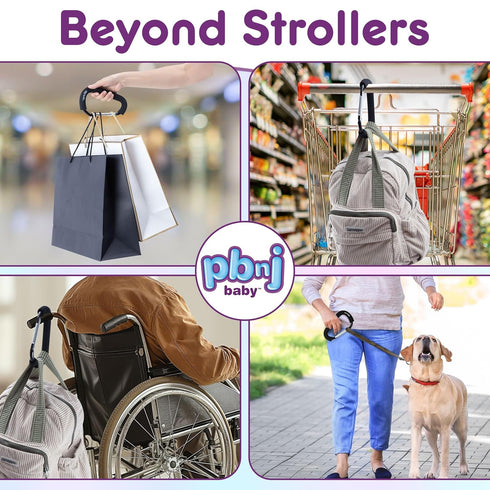 Stroller Hooks for Hanging Diaper Bags - Mommy Stroller Clip and Stroller Accessories Organizer Hook - Large Carabiner Clips for Mom Purse Shoppin...