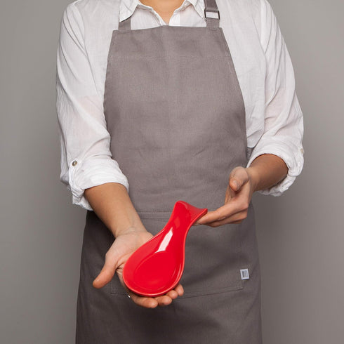 Now Designs Curved Stoneware Spoon Rest Red, 3.5x7.75 in...