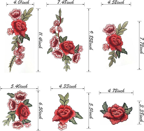 12pcs Rose Embroidered Lace Flower Applique Patches for Arts Crafts DIY Decor, Jeans, Jackets, Clothing, Bags...