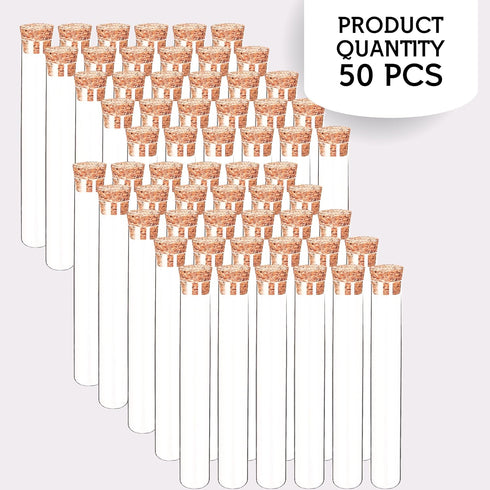 50PCS Plastic Test Tubes with Lids – Small Plastic Tubes 10ml Clear Plastic Tubes with Cork Stoppers Small Clear Plastic Tube Containers for Solid...
