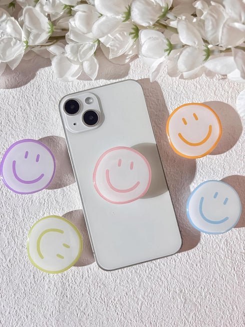 Smile Mobile Phone Grip, Simple Solid Color Mobile Phone Holder, Mobile Phone Decoration, Folding Elastic Base, Smile Every Day...