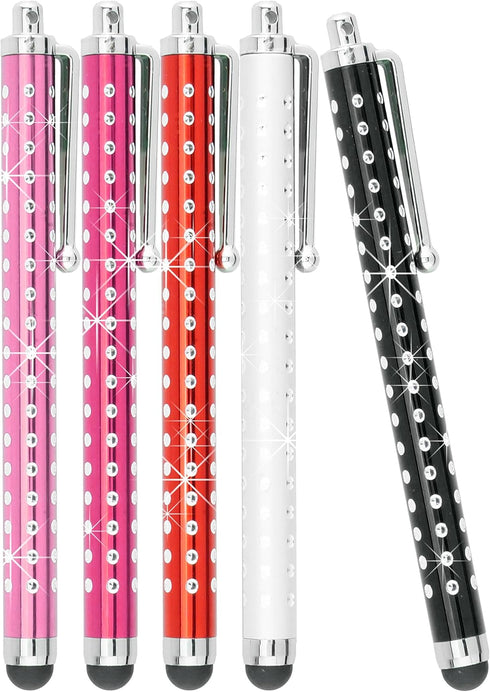 Eco-Fused 10 Pack Bling Metal Stylus Pens - Universal - Compatible with All Capacitive Touchscreen Devices - for iPad, iPhone, Samsung Phones and ...