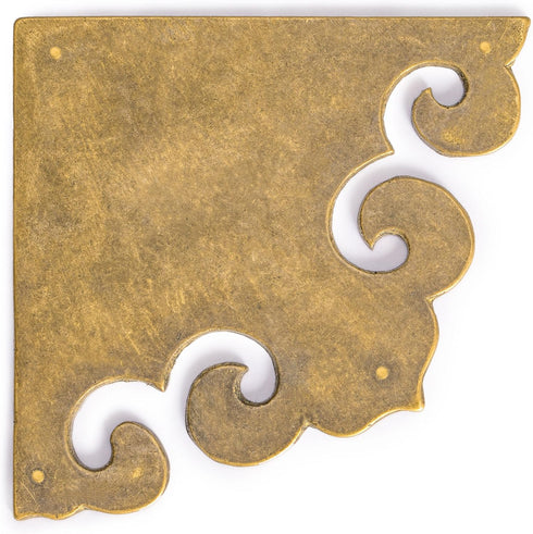 Brass Curled Box Corner Plate – Set of 2, 3.3", by Hardware Philosophy...