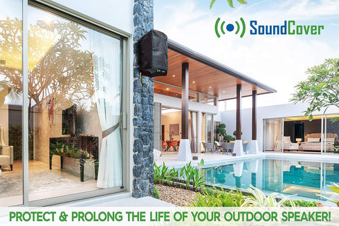 Two Small Heavy Weight 600D Waterproof Outdoor Speaker Covers for C-Bracket Mounted Outdoor Speakers - Fits Yamaha NS-AW194, Polk Atrium 4...