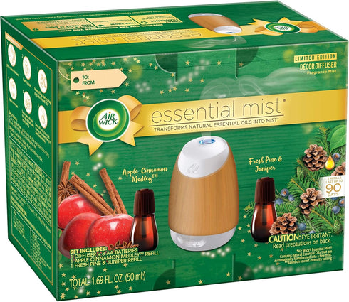 Air Wick Air Wick Essential Mist Fall Starter Kit (1 Diffuser + 2 Refills), Apple Cinnamon & Woodland Pine, 3 Count...
