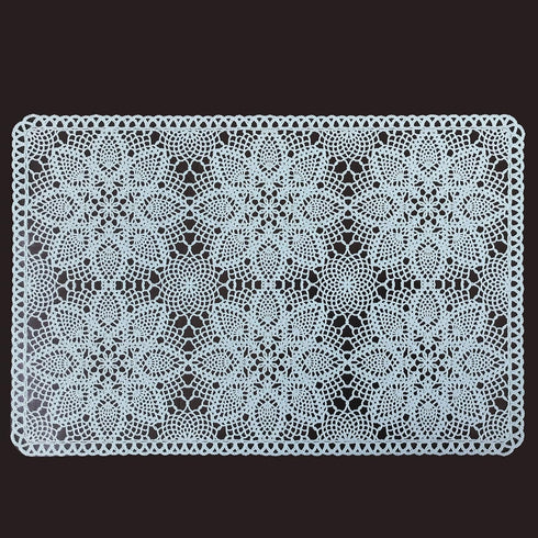 CAIT CHAPMAN HOME COLLECTION Solid Rigid Lace Vinyl Placemats (Blue Turquoise), Set of 4...