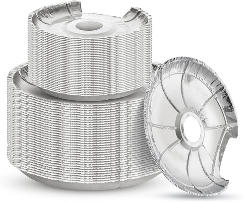 Pack of 50 Disposable Durable Burner Bibs for Electric and Gas Range Stoves - Aluminum Foil Round Burner Cover Liners - Great for Avoiding Cleanup from Oil & Food Dripping - (25 Large & 25 Small)