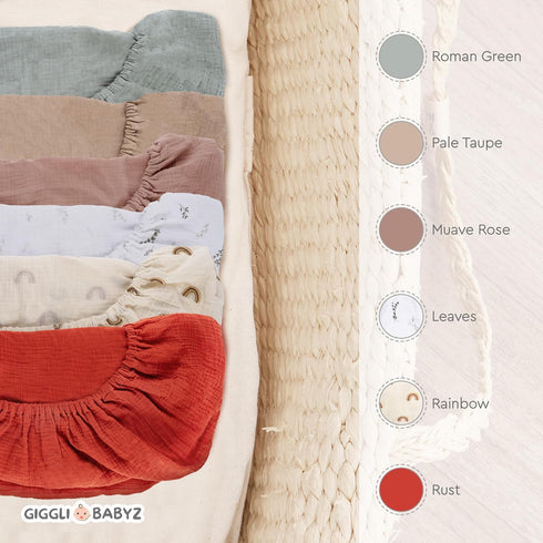 Mini Crib Sheets: Soft and Cuddly Muslin Mini Crib Sheets Fitted for Baby Boy and Girl - Extra Soft Mini Crib Sheet 24"x38" (Roman Green, 1-Pack)...