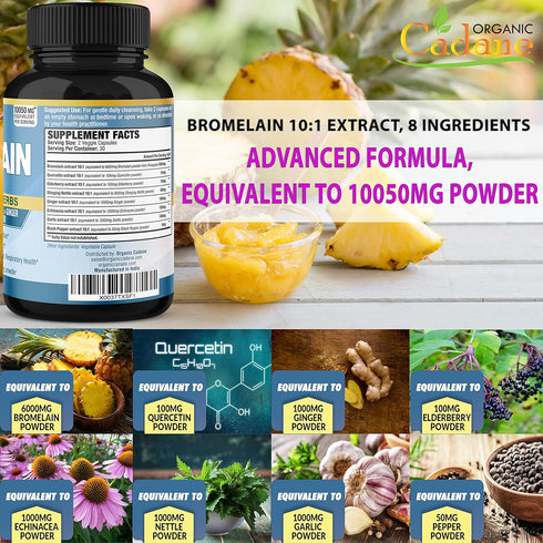 Organic Cadane 2 Packs of Bromelain Capsules 10050mg, 120caps...