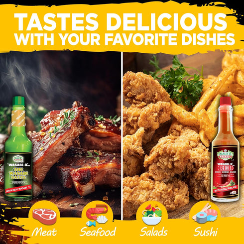 Wasabi-O Combo Set of 2 Wasabi Original Sauce 62g & Wasabi Red Chili Sauce 55g - The Perfect Match, Ideal Not Only For Sushi, Sashimi But For All ...