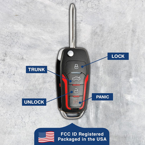 KeylessOption Key Fob Replacement for 2000 2001 2002 2003 2004 2005 2006 2007 2008 2009 2010 2011 2012 2013 2014 2015 2016 2017 2018 2019 Ford Lin...